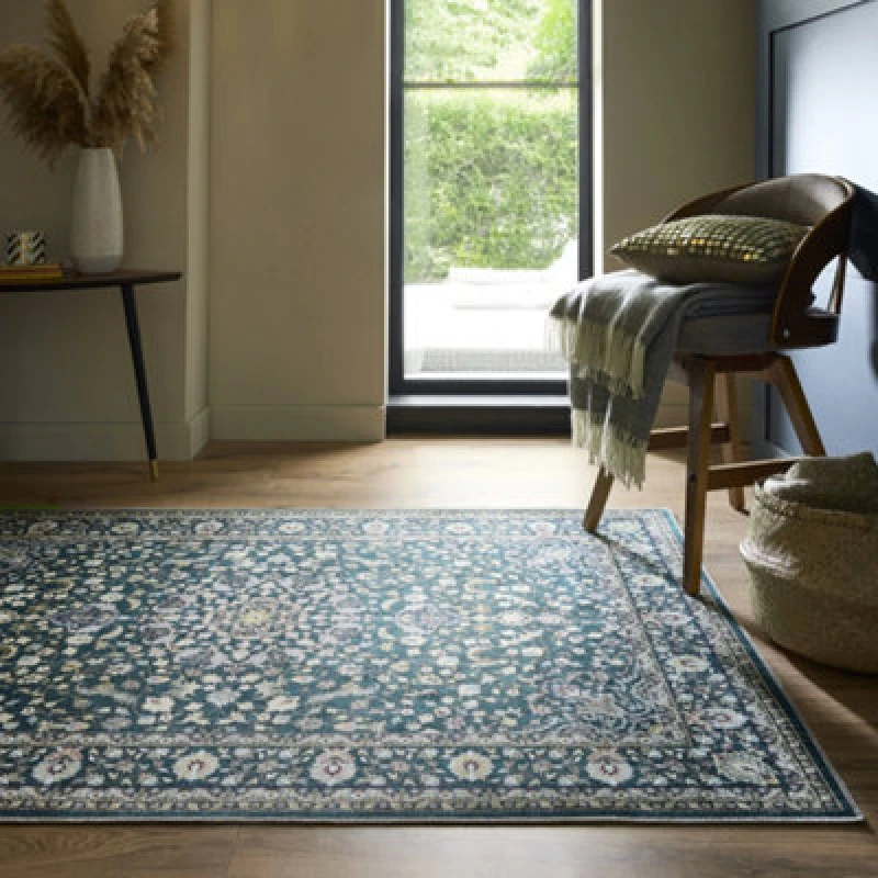 Image of Origins Windsor Dark Washable Rug Teal - Origins - Size: 120X170 Teal 120X170 WB93402