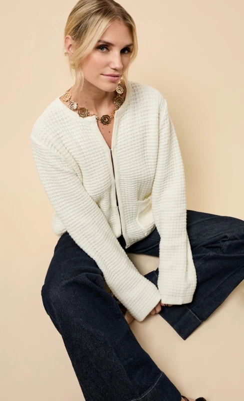Image of Little Mistress Womens Cream Knitted Bow Pocket Detail Cardigan Size: Small Cream Female S