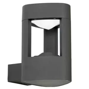 image of IP44 Outdoor LED Lamp Textured Grey Triangle Wall Light Porch Door Open Lantern