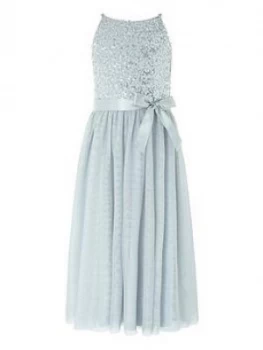 Monsoon Girls Truth Sequin Maxi Dress - Grey, Size 14-15 Years, Women