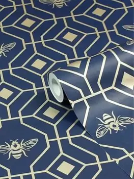 Image of Furn Bee Deco Geometric Foil Printed Wallpaper