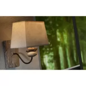 image of Onli Seregon Wall Lamp With Shade, Stone Effect, Fabric Shade