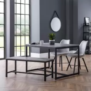 Image of Staten Dining Bench Set and 2 Kari Chairs Grey