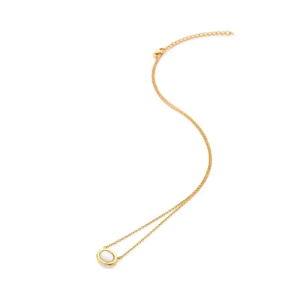 Image of Hot Diamonds x Gemstones 18ct Gold Plated Sterling Silver Oval Mother