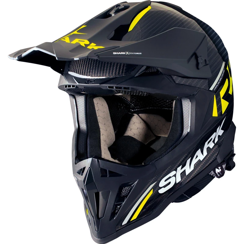 Image of Shark Varial RS Carbon Flair Motocross Helmet XS Carbon Black Yellow (DYD) Carbon Black Yellow