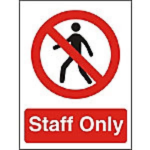 Image of Prohibition Sign Staff Only Plastic 40 x 30 cm