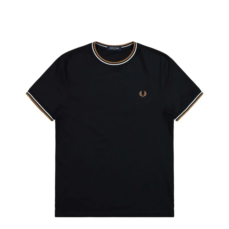 Image of Fred Perry Contrast Trim Double Stripe T-Shirt Fred Perry Noir Male S