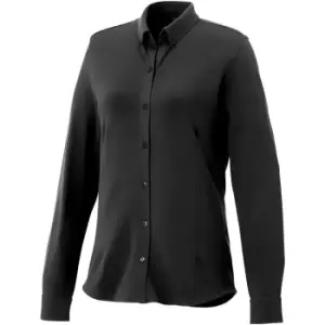 image of Elevate Womens/Ladies Bigelow Long Sleeve Pique Shirt (2XL) (Black)