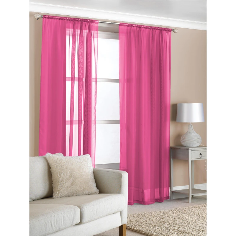 Image of Country Club Voile Curtain Panels 150x114cm -Cerise Pack of 2 Cerise unisex 150x114 cm