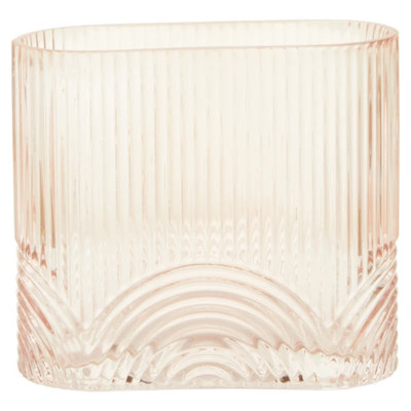 Image of Orsina Small Pink Glass Vase, Textured Glass Flower Vase, Embossed Detailing Pink Modern Vase For Living Rooms