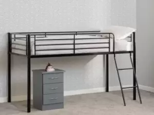 Image of Seconique Kora 3ft Single Black Metal Mid Sleeper Bed Frame