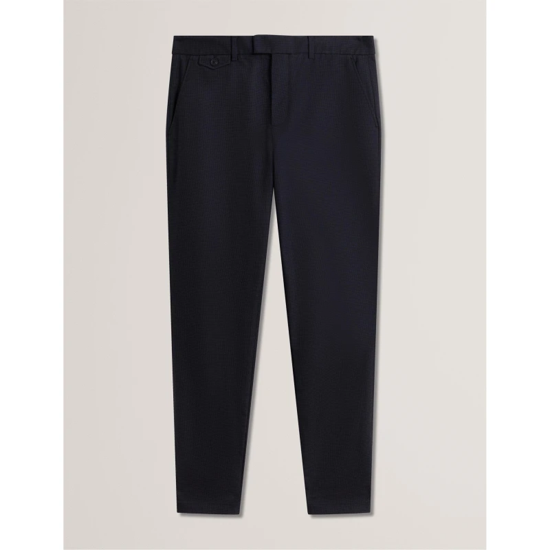 Image of Ted Baker Mens Houndstooth Slim Fit Trousers Grey male S (2)