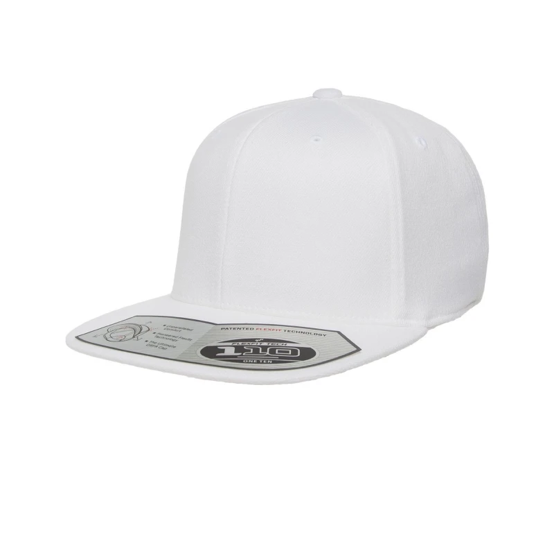 Image of Yupoong Mens Flexfit 110 Plain Fitted Snapback Cap in White White Male One Size