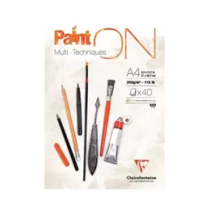 Image of Clairefontaine Paint On Pad 250gsm Paper 40 Sheets A4 (Pack of 4) 96537C