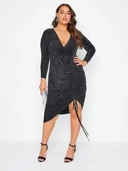 Image of Yours Party Gathered Wrap Dress - Silver, Size 18, Women