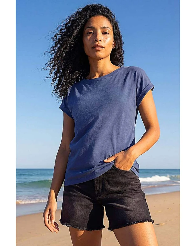 Image of Roman Originals Roman Stretch Cotton Jersey T-Shirt Denim - Roman Originals - Size: 20 Denim Female 20 DB62206