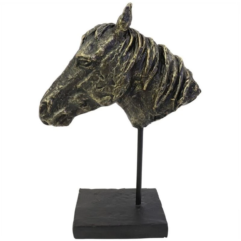 Image of Buttercup Farm Bay Horse Head Sculpture - Polyresin/limestone - L11 X W22.5 X H31.4cm - Bronze