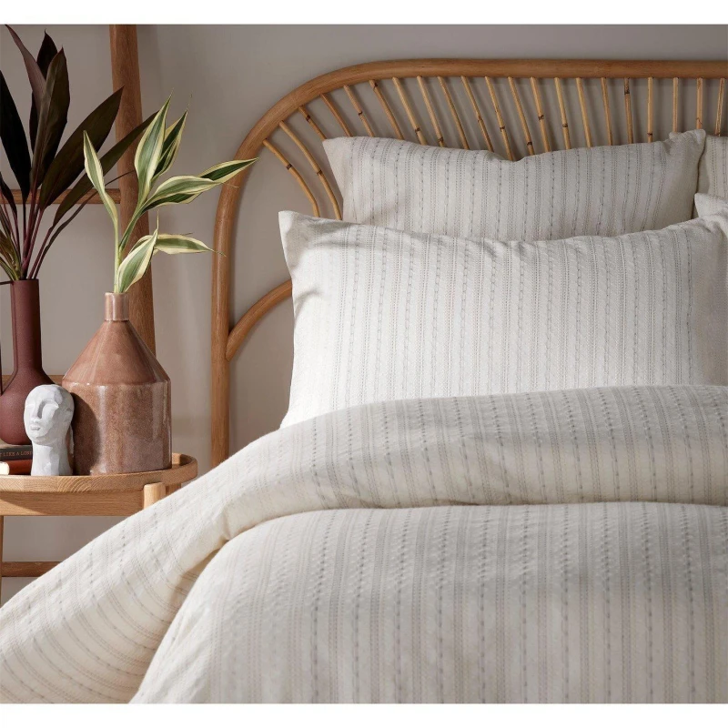Image of Vantona Loom Range Dobby Waffle Duvet Cover Set - White - Multi Multi Double