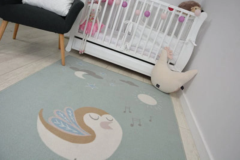 Image of RugsX Carpet For Kids Loko Bird Green Anti Slip 120X170 Cm