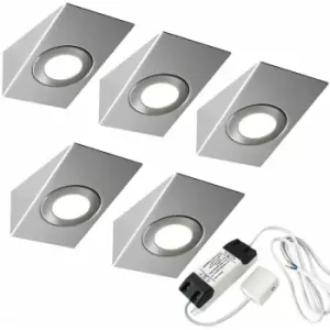 Image of 5x brushed nickel Wedge Surface Under Cabinet Kitchen Light & Driver Kit - Natural White led