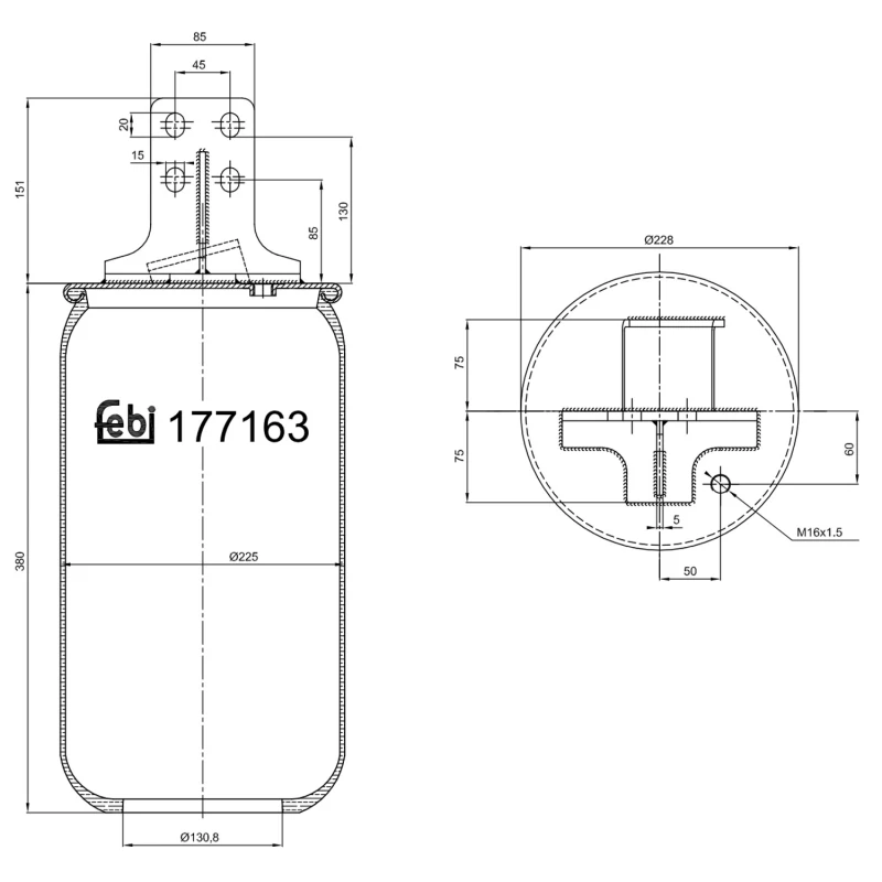 Image of FEBI BILSTEIN 177163 Boot, air suspension Rear Axle Left Boot,air suspension (324)