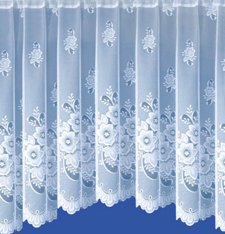 Image of Tyrone Textiles Floral Design Net Lace Curtain Jardiniere With Elevated Base 254Cm Width X 106Cm Drop