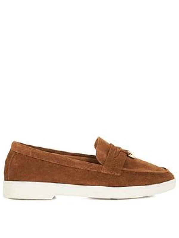 Image of Dune London Womens 'Grinning' Suede Loafers in Brown Size: 4 Brown Female 4