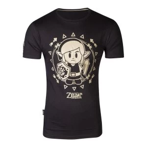 Image of Nintendo - Legend of Zelda Link's Awakening Tribal Link Male Small T-Shirt - Black