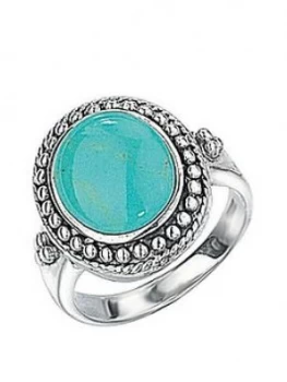 Image of The Love Silver Collection Sterling Silver Turquoise Oval Ring, Turquoise, Size Small, Women