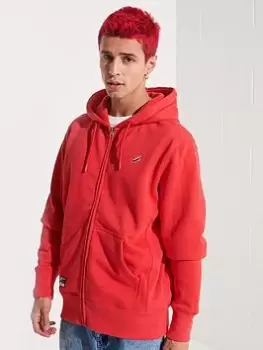 Image of Superdry Code Essential Zip Thru Hoodie, Red Size XL Men