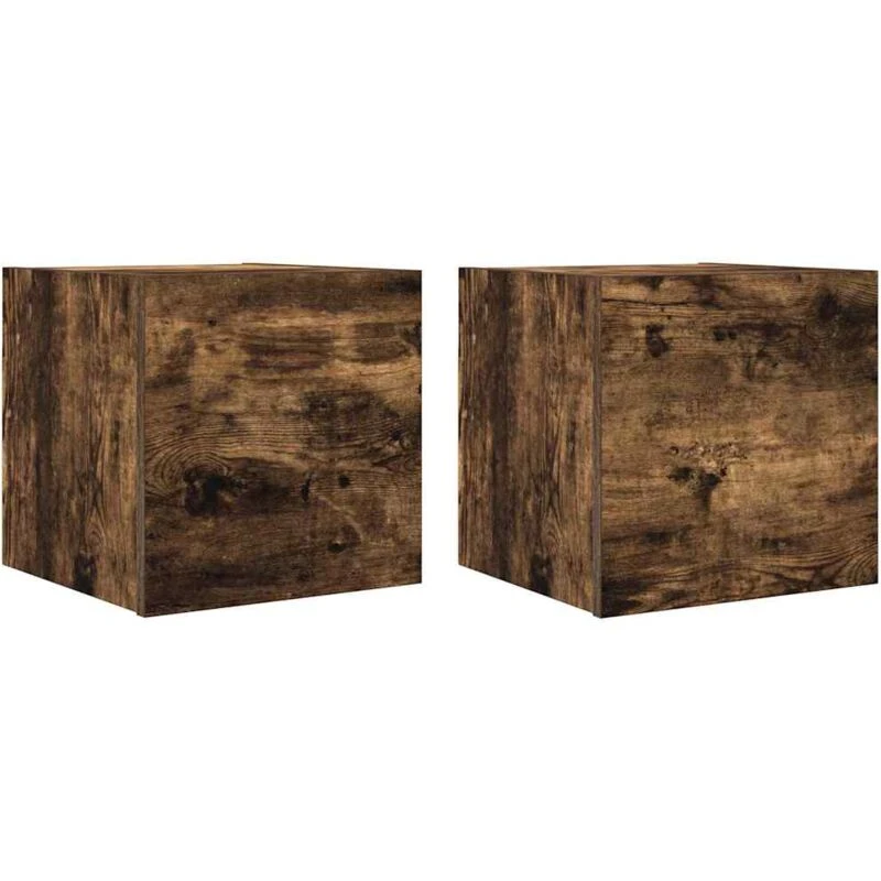Image of VIDAXL Wall Mounted tv Cabinet 2 pcs Smoked Oak 30.5x30x30cm Vidaxl 8720286932018