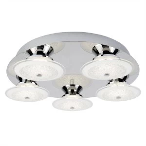 Image of LED 5 Light Semi Flush Ceiling Light Chrome and Glass