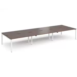 Image of Adapt 6 Seater Back to Back Straight White Frame Cluster Desks - 4800mmx1600mm - Walnut