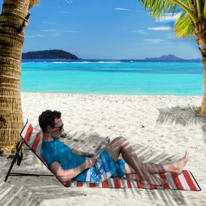 Image of OUTSUNNY Garden Beach Chair Mat, Sun Lounger Seats with Adjustable Back in Red Red Unisex