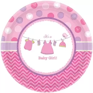 Image of Love Baby Girl Banquet Paper Plates (Pack Of 8)