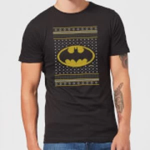 image of DC Batman Knit Mens Christmas T-Shirt - Black