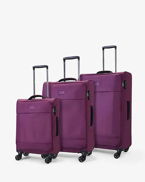 image of Rock Luggage Paris VPK6F Soft Shell Purple Suitcase 3Pcs Set