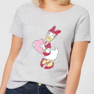 Image of Disney Daisy Duck Love Heart Womens T-Shirt - Grey - 3XL