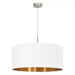 image of Netlighting Pasteri 1 Light Round Ceiling Pendant Matt White, Satin Nickel, E27