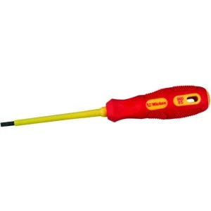 Image of Wickes VDE 4mm Soft Grip Slotted Screwdriver - 100mm