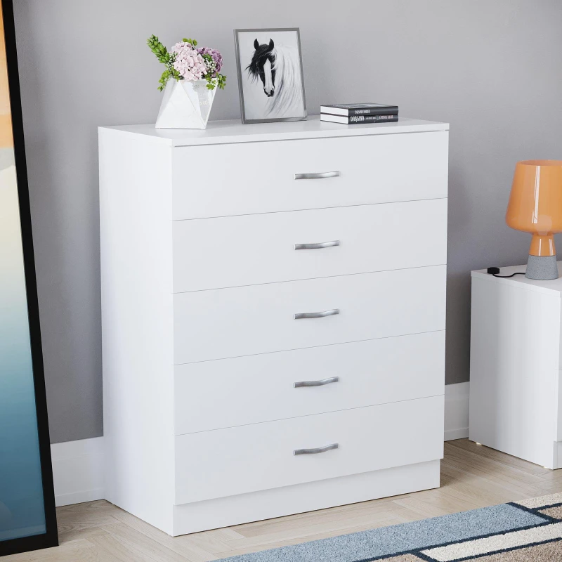 Image of Lassic Vida Designs Riano 5 Drawer Chest White unisex 5 Drawers
