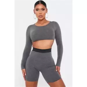 Image of I Saw It First Charcoal Elasticated Waist Cycling Shorts - Grey