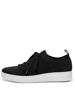 Image of FitFlop Rally Knitted Trainers, Black, Size 6, Women
