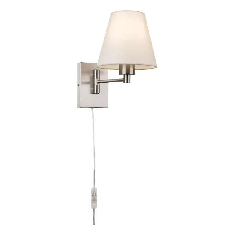Image of Firstlight Plug-In Wall Light with On/Off Switch in Brushed Steel with Cream Shade