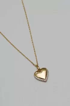 image of 14K Gold Plated Recycled Cubic Zirconia Heart Pendant Necklace - Gift Pouch