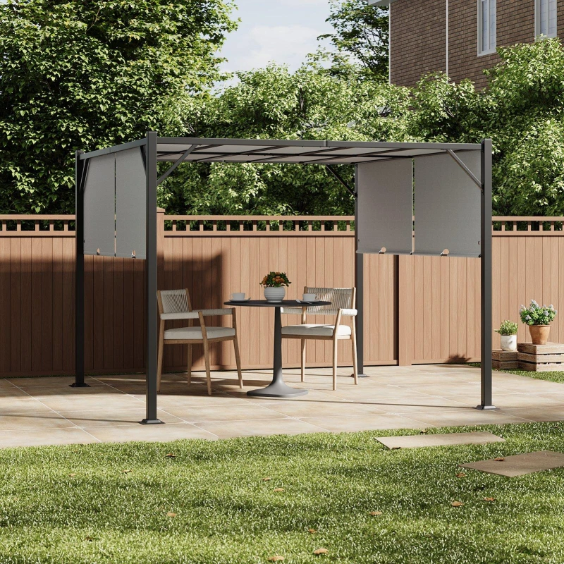 Image of Breeins Outdoor Pergola with Retractable Canopy Black And Light unisex One size