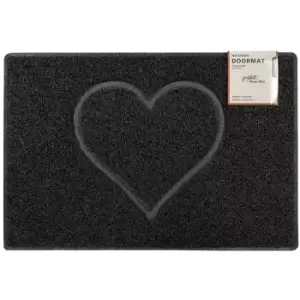 image of Heart Medium Embossed Doormat in Black - size Medium (75*44cm) - color Black - Black