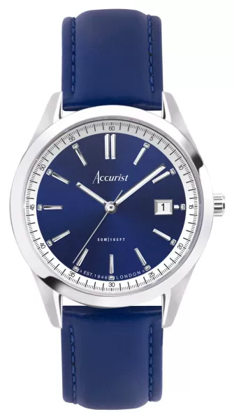 image of Accurist 74010 Everyday Mens Blue Dial Blue Leather Watch