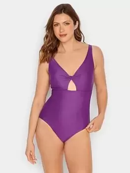 Image of Long Tall Sally Purple Twist Cut Out Swimsuit, Purple, Size 22, Women