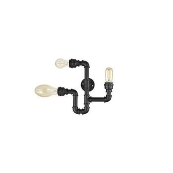 Image of Plumber 3 Light Indoor Wall / Ceiling Light Matt Black, E27